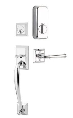 Emtek Single Cylinder Franklin Handleset EMPowered Motorized Smart Lock Upgrade With Basel Lever