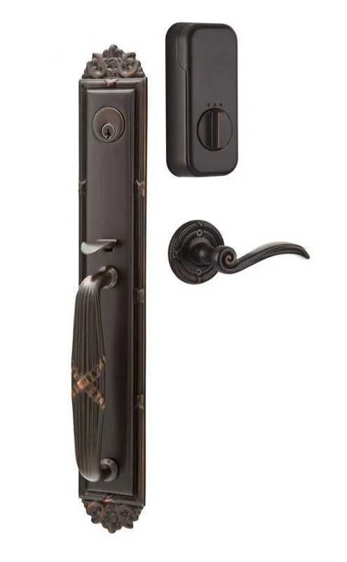 Emtek Single Cylinder Imperial Handleset EMPowered Motorized Smart Lock Upgrade With Santa Fe Lever