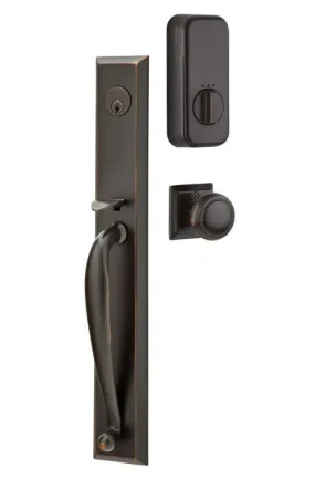 Emtek Single Cylinder Jefferson Handleset EMPowered Motorized Smart Lock Upgrade With Arts & Crafts Lever