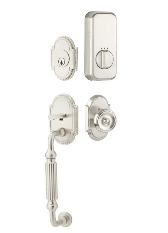 Emtek Single Cylinder Knoxville Handleset EMPowered Motorized Smart Lock Upgrade With Freestone Lever