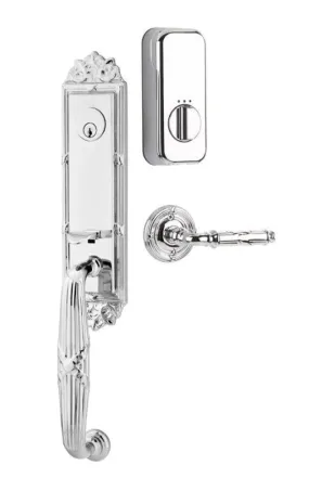 Emtek Single Cylinder Ribbon & Reed Handleset EMPowered Motorized Smart Lock Upgrade With Breslin Lever