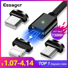 Essager Magnetic Micro USB Cable For iPhone Samsung Fast Charging Data Wire Cord Magnet Charger USB Type C 3m Mobile Phone Cable