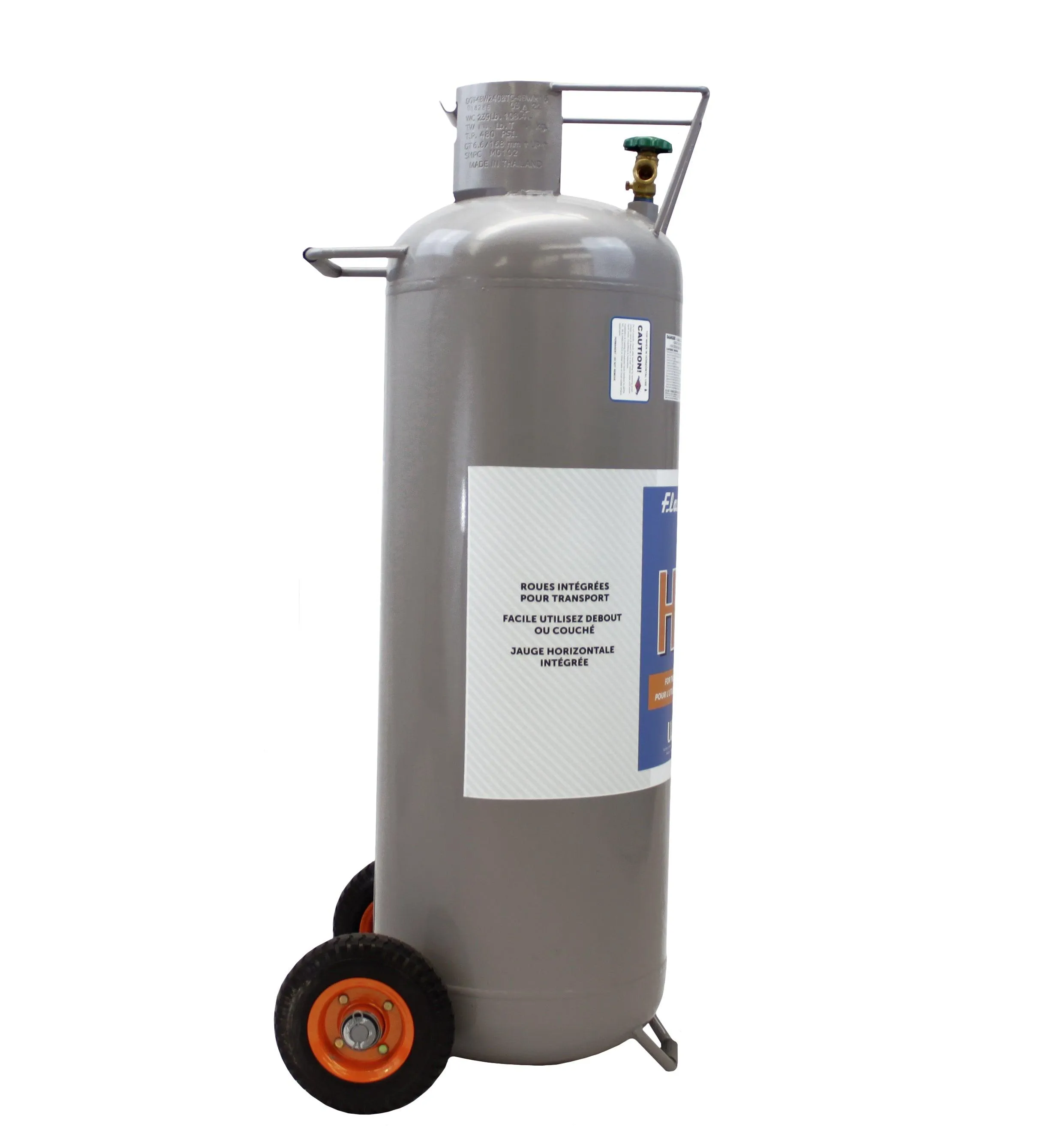 Flame King 100lb Horizontal & Vertical Propane Cylinder with POL & Wheels