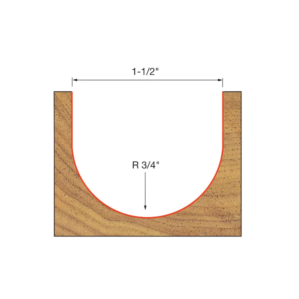 Freud Round Nose Bit 1/2" Shank x 3/4" Radius