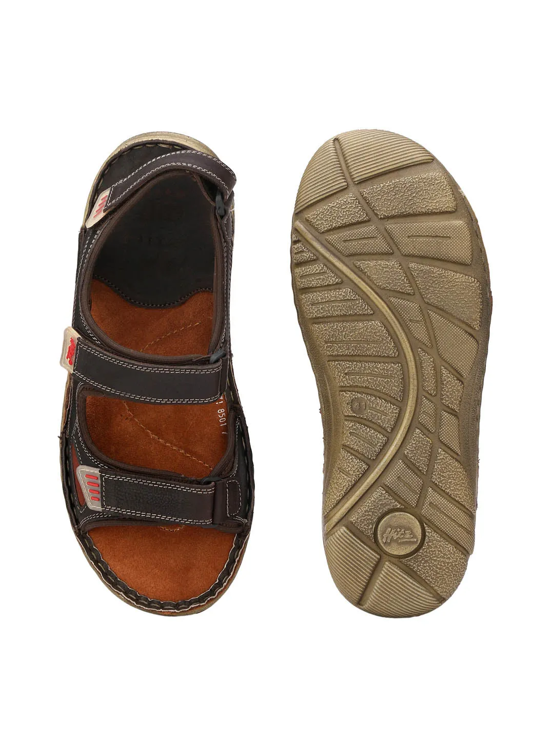 HITZ8501 Men's Brown Leather Casual Velcro Sandals