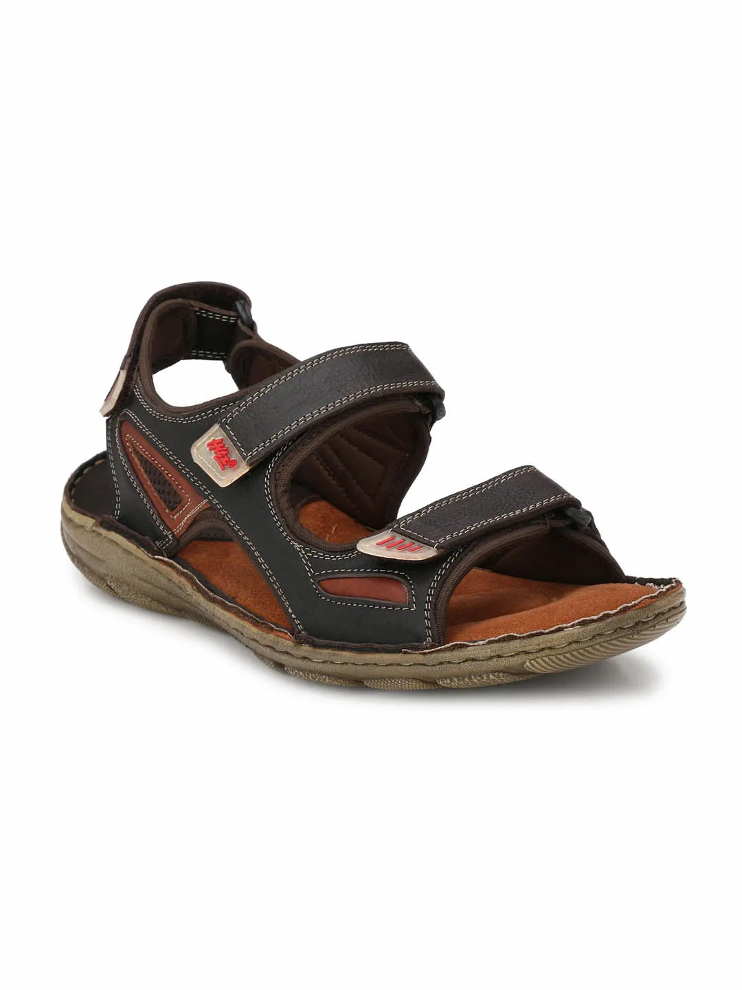 HITZ8501 Men's Brown Leather Casual Velcro Sandals