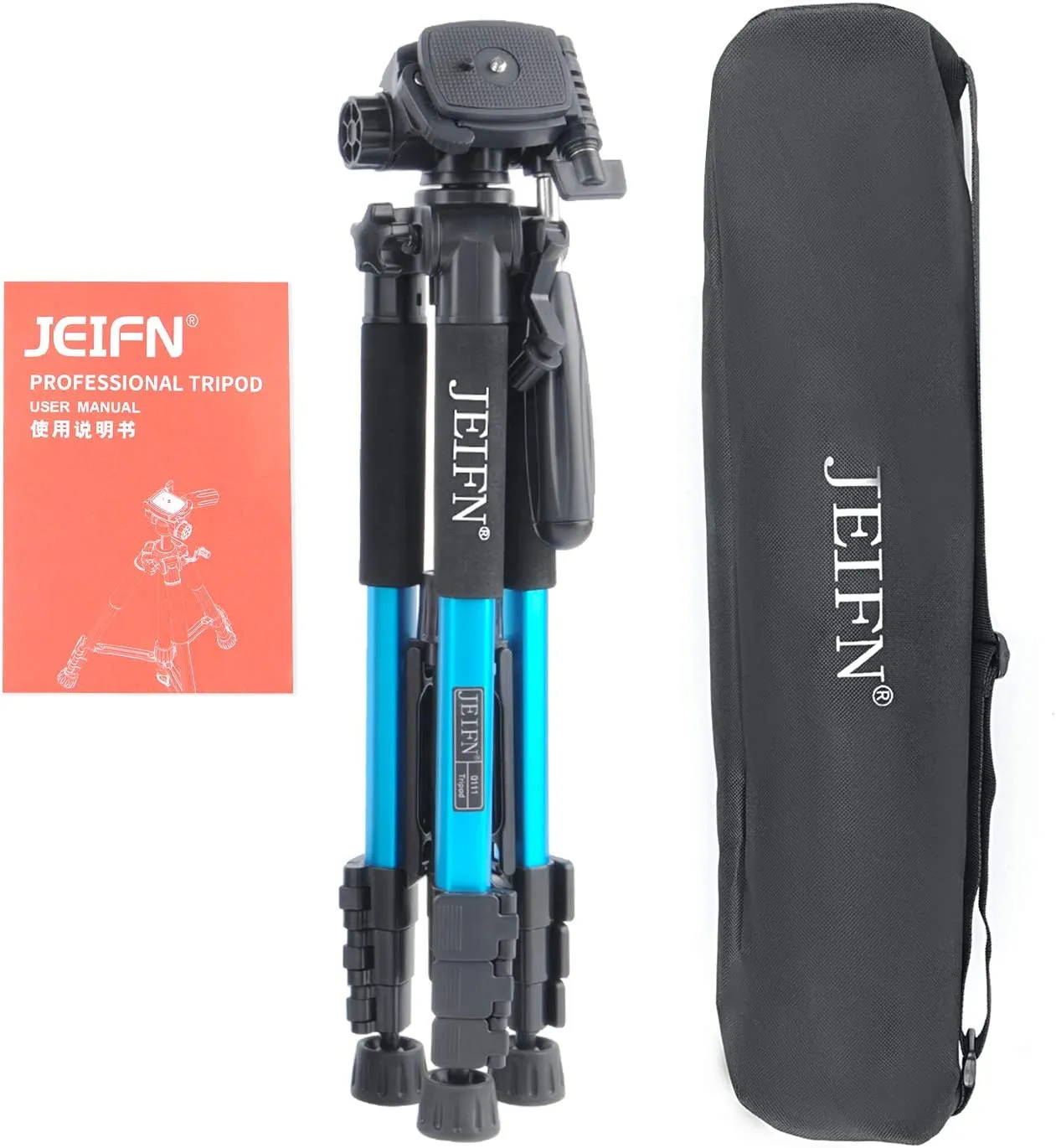 Jeifn by Zomei Q111 4-Section Portable Travel Camera Tripod with 58" Max Height, 5Kg Max Payload with QR Quick Release Plate and Aluminum Construction