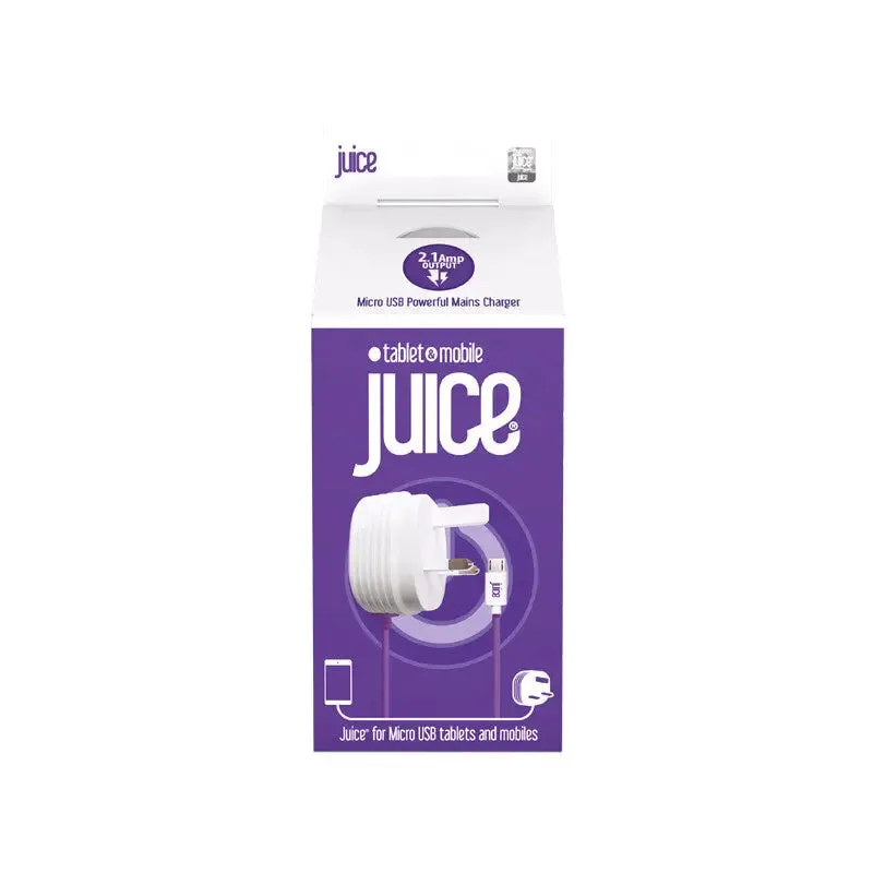 Juice JUI-MAINS-MICRO-2.1A mobile device charger Smartphone, Tablet Purple, White AC Indoor