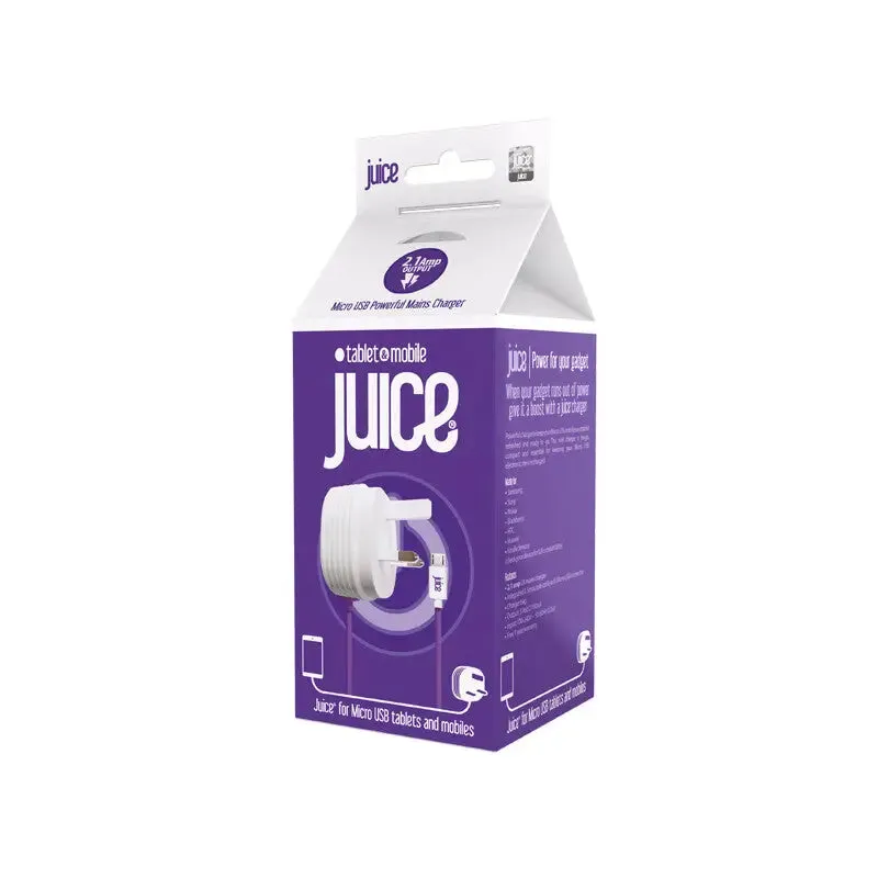 Juice JUI-MAINS-MICRO-2.1A mobile device charger Smartphone, Tablet Purple, White AC Indoor