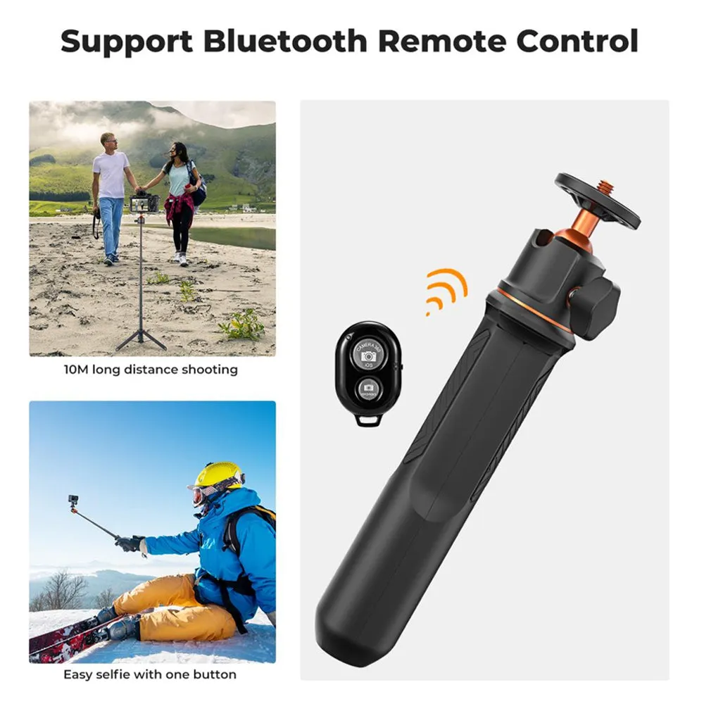 K&F Concept MS11 3 in 1   Remote 23.6" Selfie Stick   Desktop Tripod with 360 Degree Ball Head, 2kg Max Load Capacity, 1/4" Top Threads and 10m Wireless Control Distance