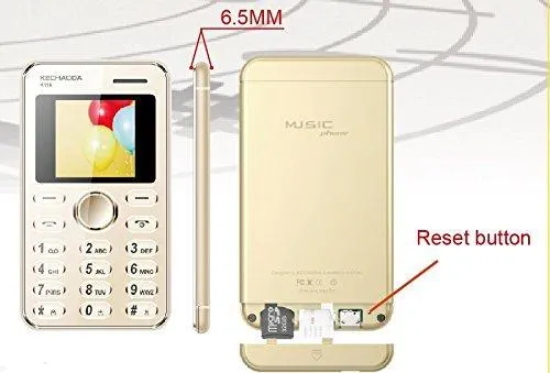 Kechaoda K66 Mini ultra slim credit card size Mobile phone With Bluetooth MP3 FM ** GOLD Colour **** FREE CHARGER WORTH 100 RS/- **