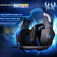 KOTION EACH-G2000 STEREO GAMING HEADSET DEEP BASS COMPUTER GAMING WIRED HEADPHONE WITH LED LIGHT & MIC