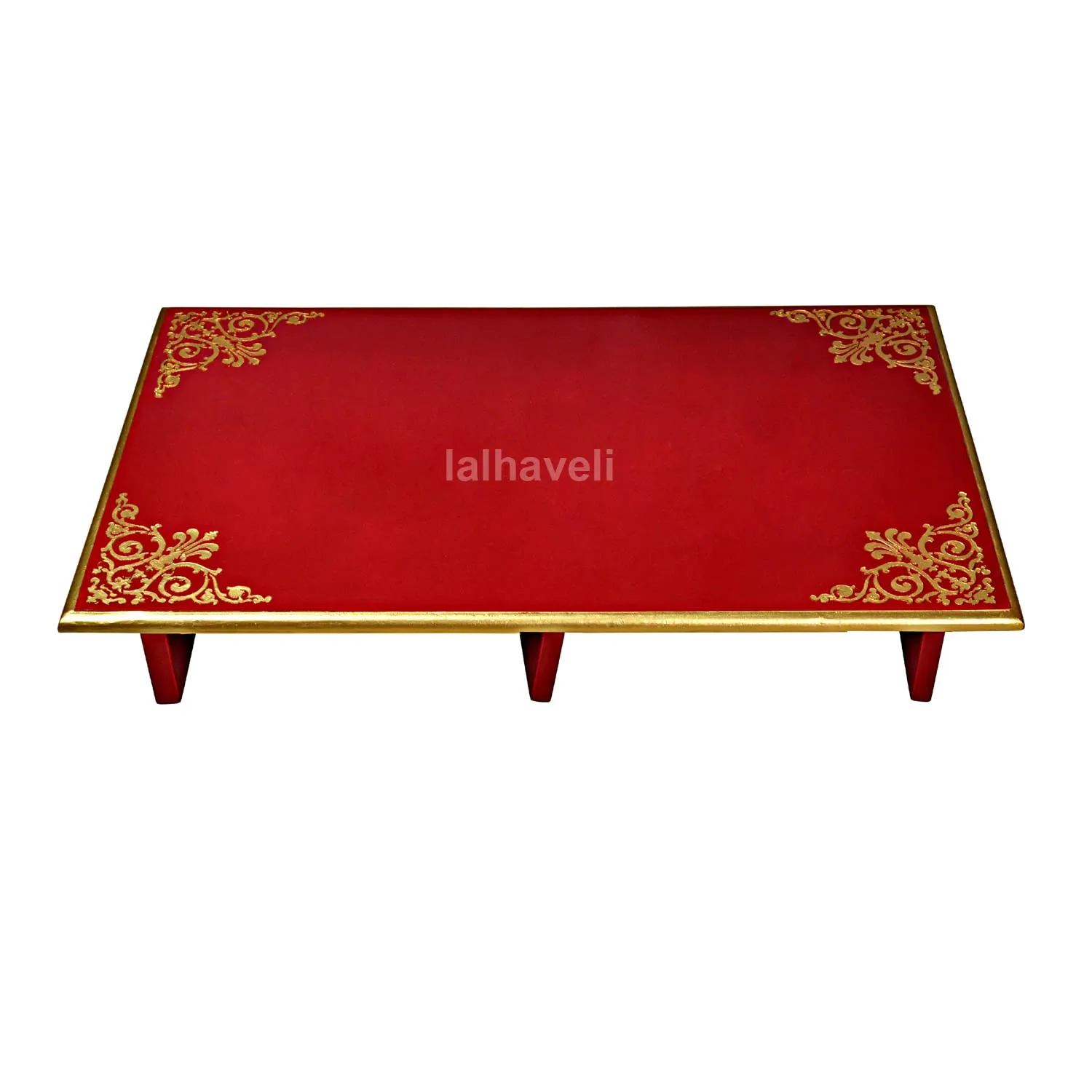 Lalhaveli Red Puja Chowki End Table Coffee Table 24 Inch