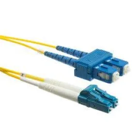 LC/SC Duplex Fiber Optic Patch Cable, OS2 9/125 Singlemode, Yellow Jacket, Blue Connector, 8 meter (26.2 foot)