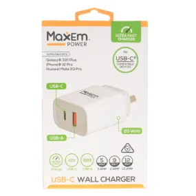 MaxEm USB-A & USB-C Ultra Fast Phone Charger 20W ELS-0528