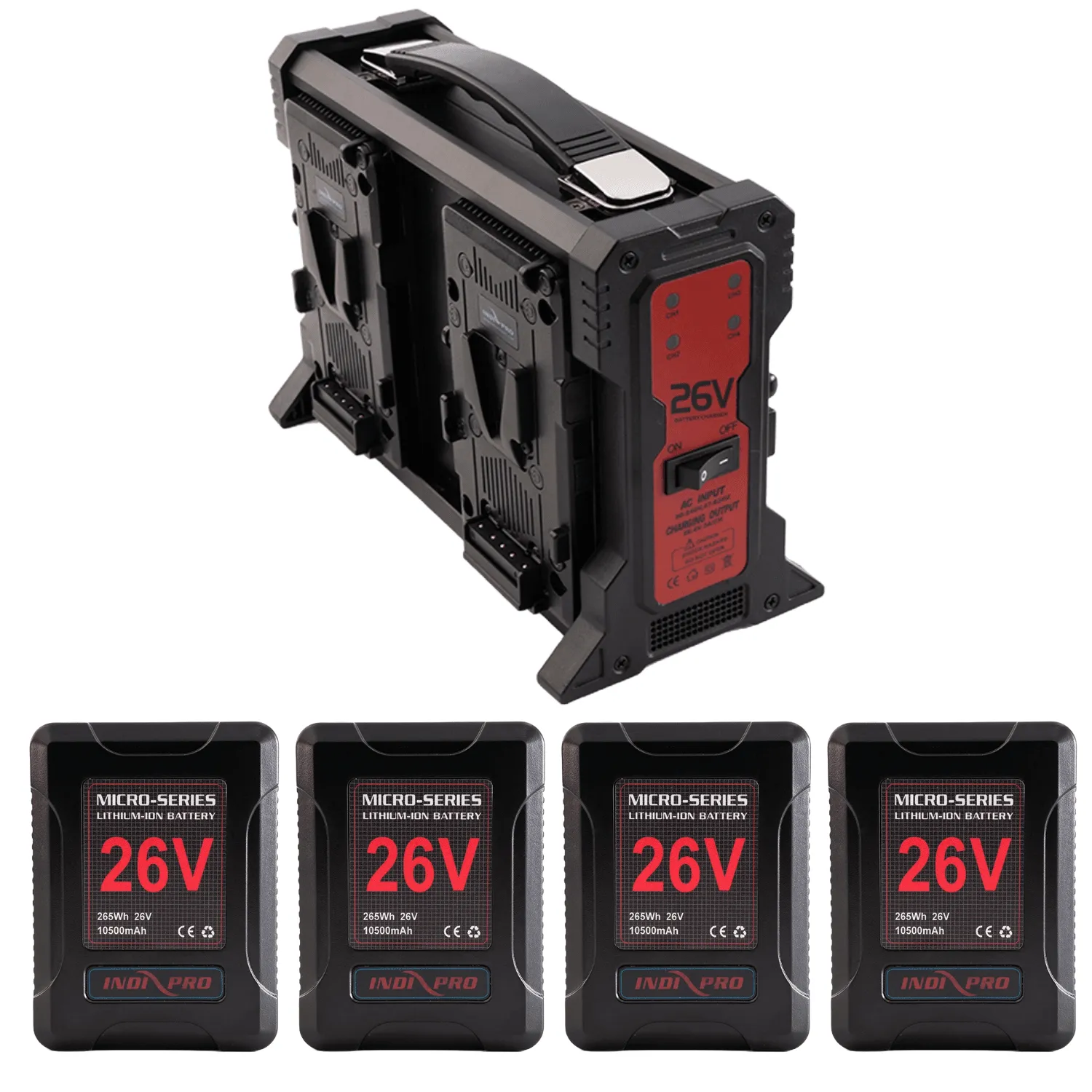 Micro-Series 26V 260Wh 4-Battery Kit with Quad Charger (V-Mount)