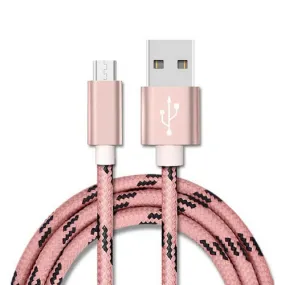 Micro USB 2.0 Fast Charging Charger Cable Cord Braided For Samsung S7 Edge S6 S5 S4 Android LG Huawei HTC (1M Rose Gold)