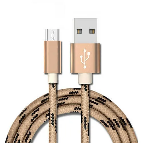 Micro USB 2.0 Fast Charging Charger Cable Cord Braided For Samsung S7 Edge S6 S5 S4 Android LG Huawei HTC (2M Gold)