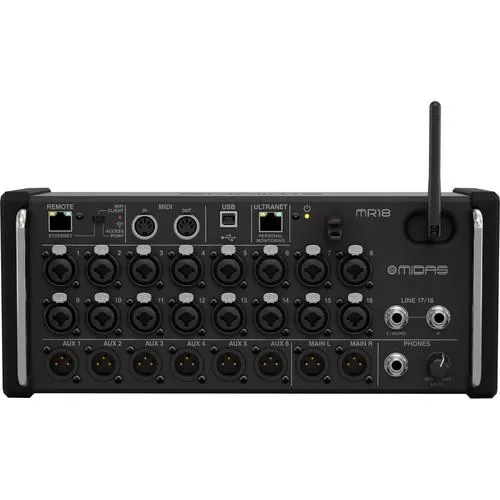 Midas MR18 18-Input Digital Mixer For Ipad Android Tablets With Wi-Fi And Usb Recorder