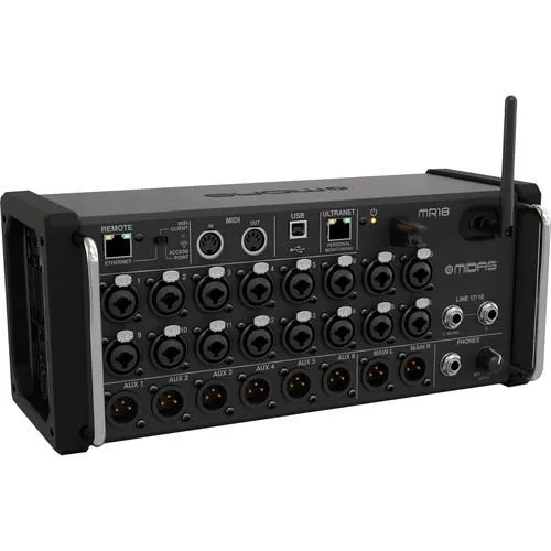 Midas MR18 18-Input Digital Mixer For Ipad Android Tablets With Wi-Fi And Usb Recorder