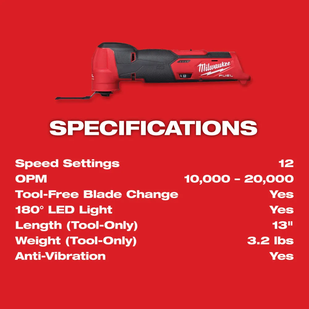 Milwaukee 2526-80 M12 FUEL 12V Oscillating Multi Tool - Bare Tool, Recon