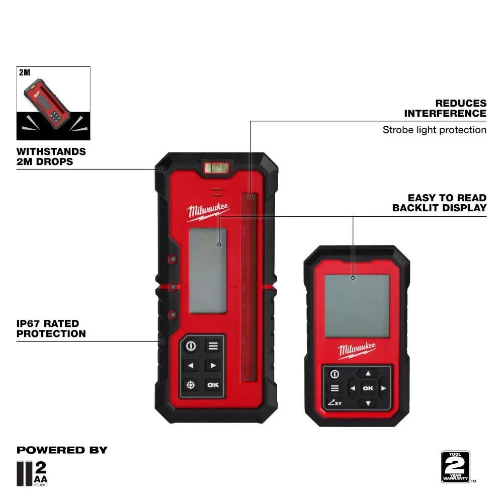 Milwaukee 3704-21T M18 Red Exterior Dual Slope Rotary Laser Level Kit w/ Receiver, Remote, Grade Rod & Tripod