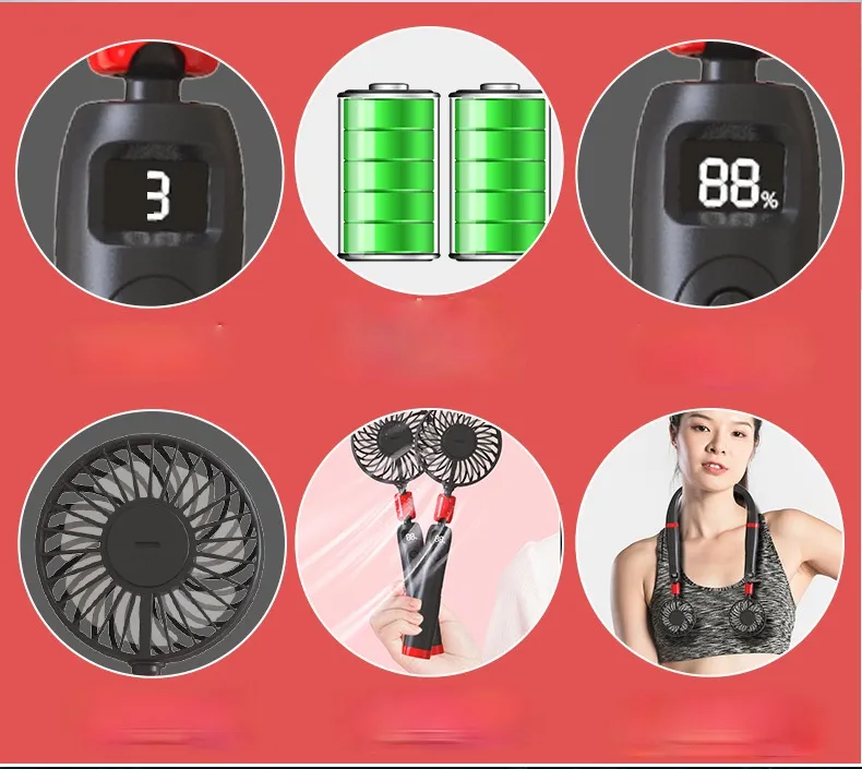 Mini Fan Halter USB Charging Detachable Digital Display Two-in-One Handheld Bladeless Fan