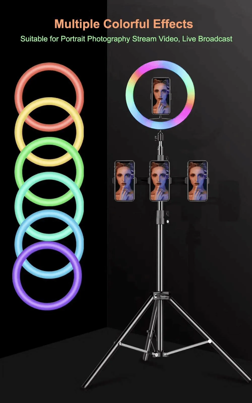 MJ-26 RGB LED Soft Ring Light With Stand-Selfie Light