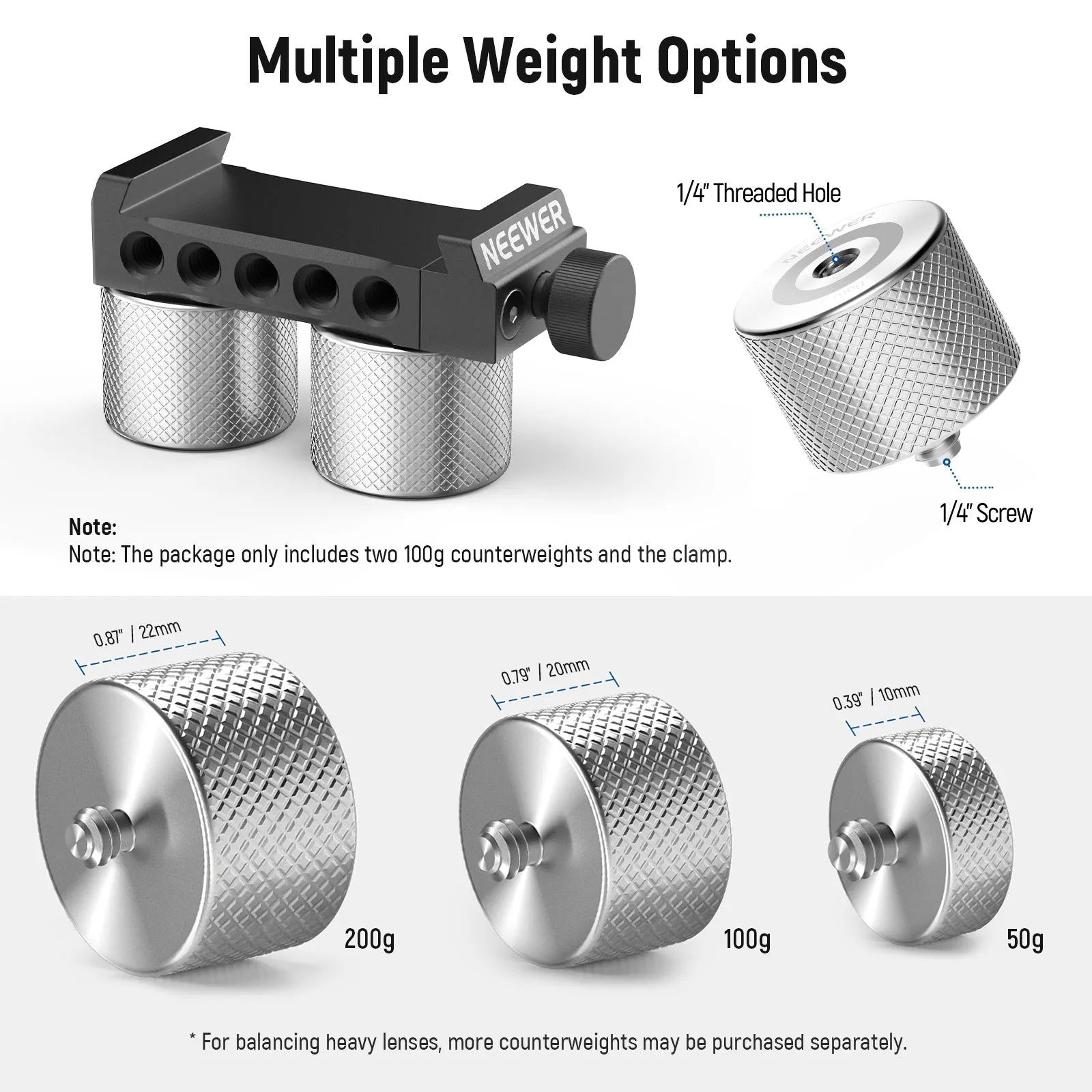 NEEWER Gimbal Counterweights and Clamp Kit for DJI