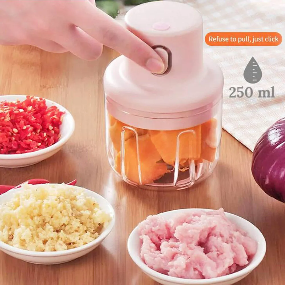 (Net) Electric Mini Garlic Chopper Small Wireless Food Processor Portable Mini Garlic Choppers Blender