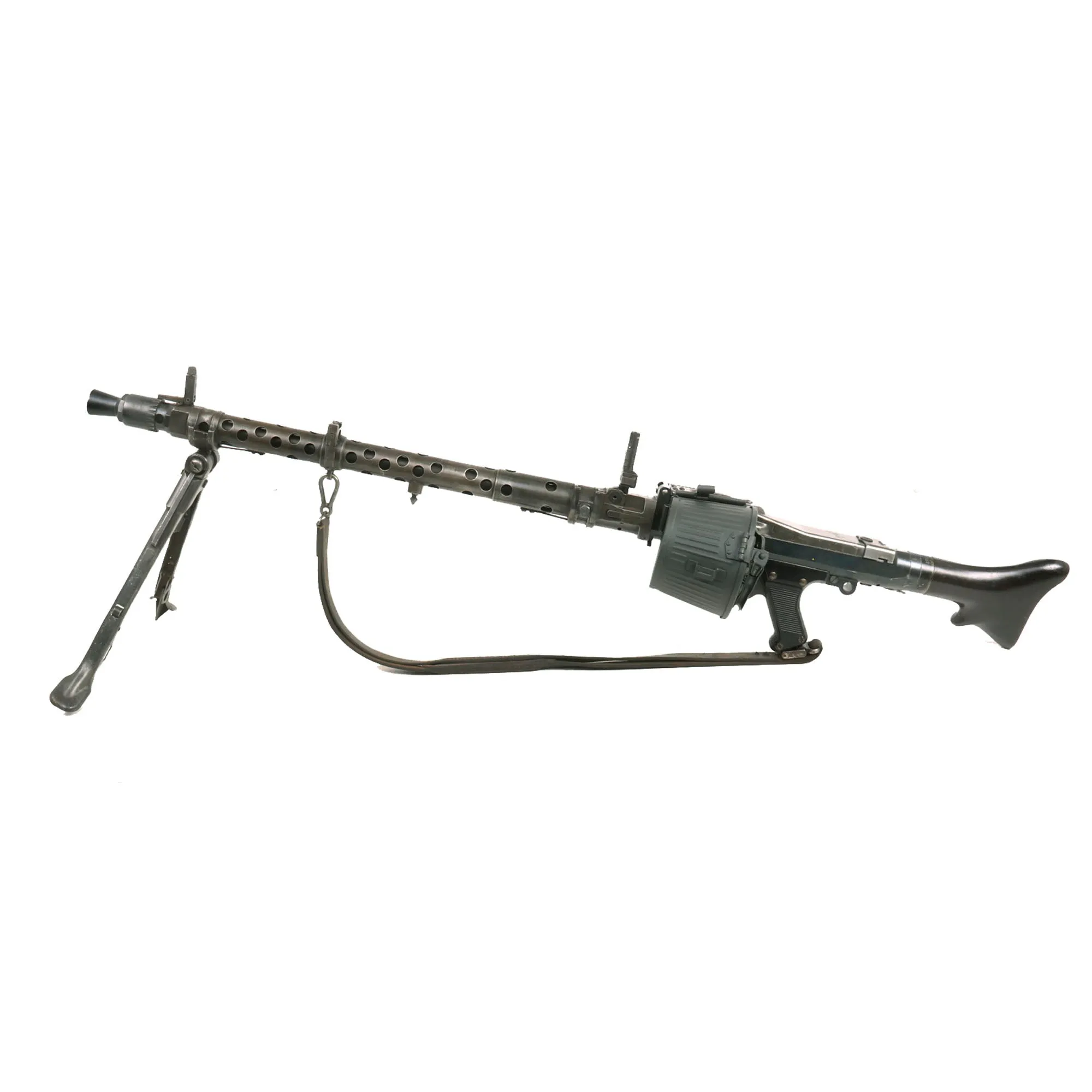 Original German WWII MG 34 Display Machine Gun by Waffenwerke Brünn with Bakelite Butt Stock, Belt Carrier & Leather Sling - dated 1945