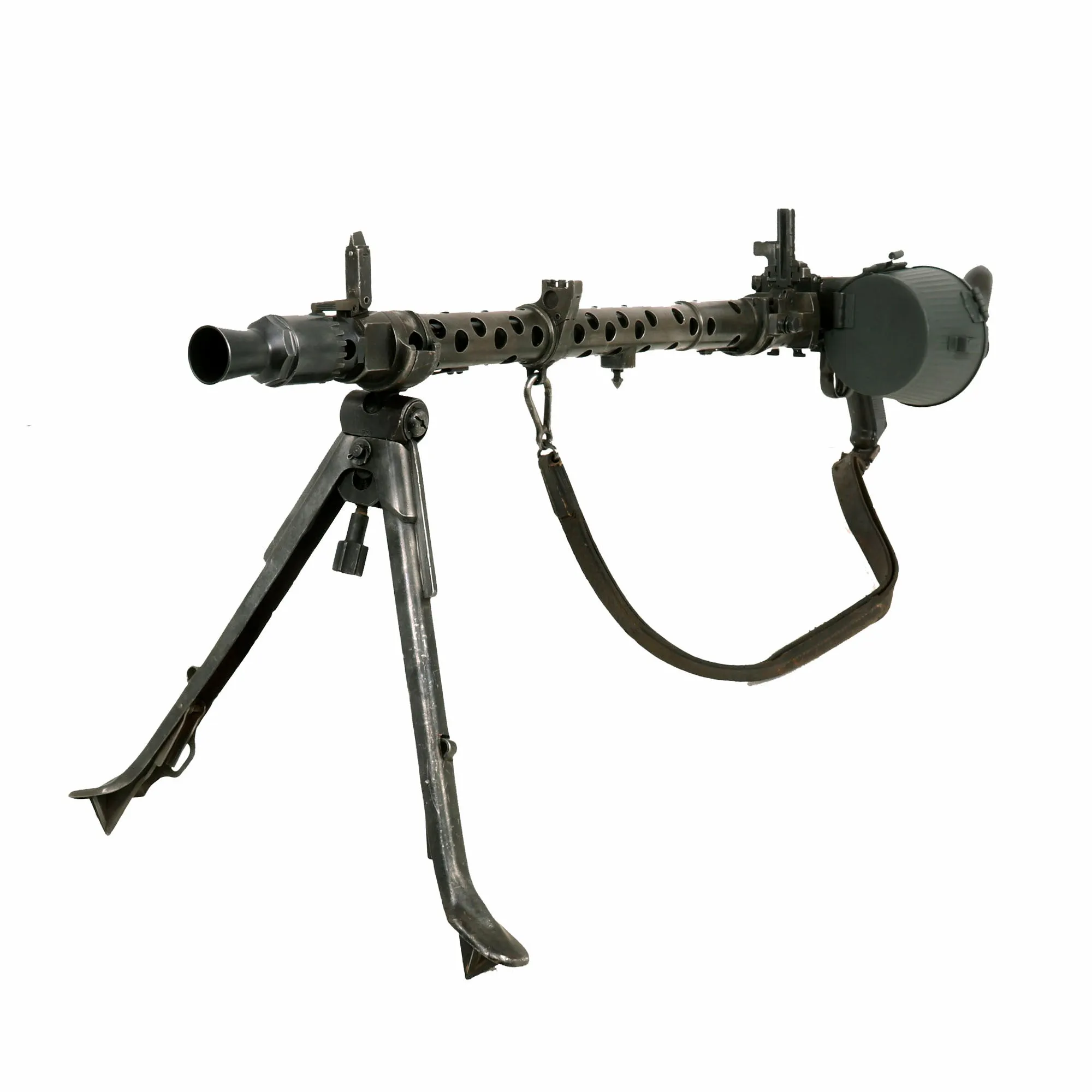 Original German WWII MG 34 Display Machine Gun by Waffenwerke Brünn with Bakelite Butt Stock, Belt Carrier & Leather Sling - dated 1945