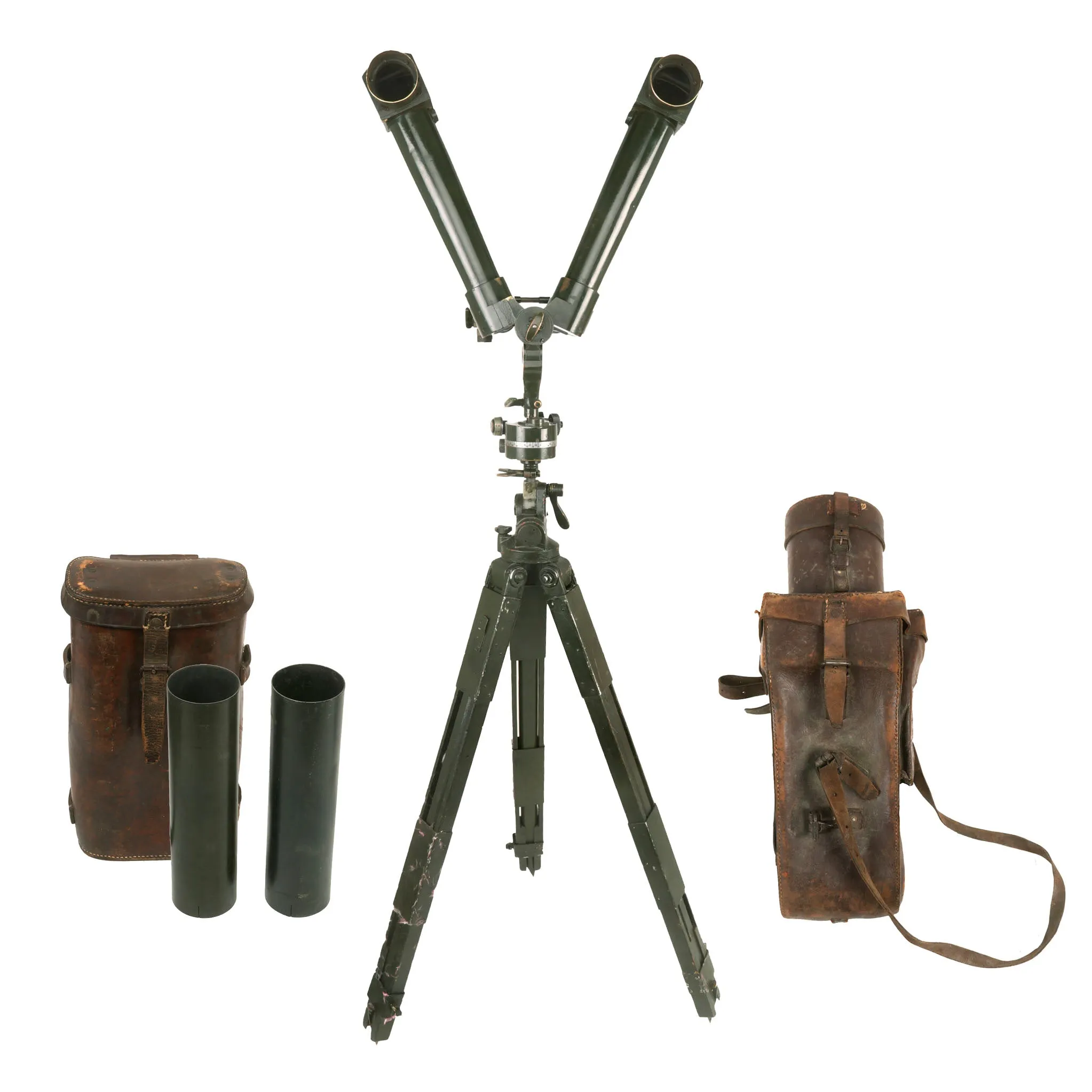 Original German WWII S.f.14 Rabbit Ear Trench Optics with Tripod and Carry Case Manufactured for Romanian Allies by Busch & Carl Zeiss