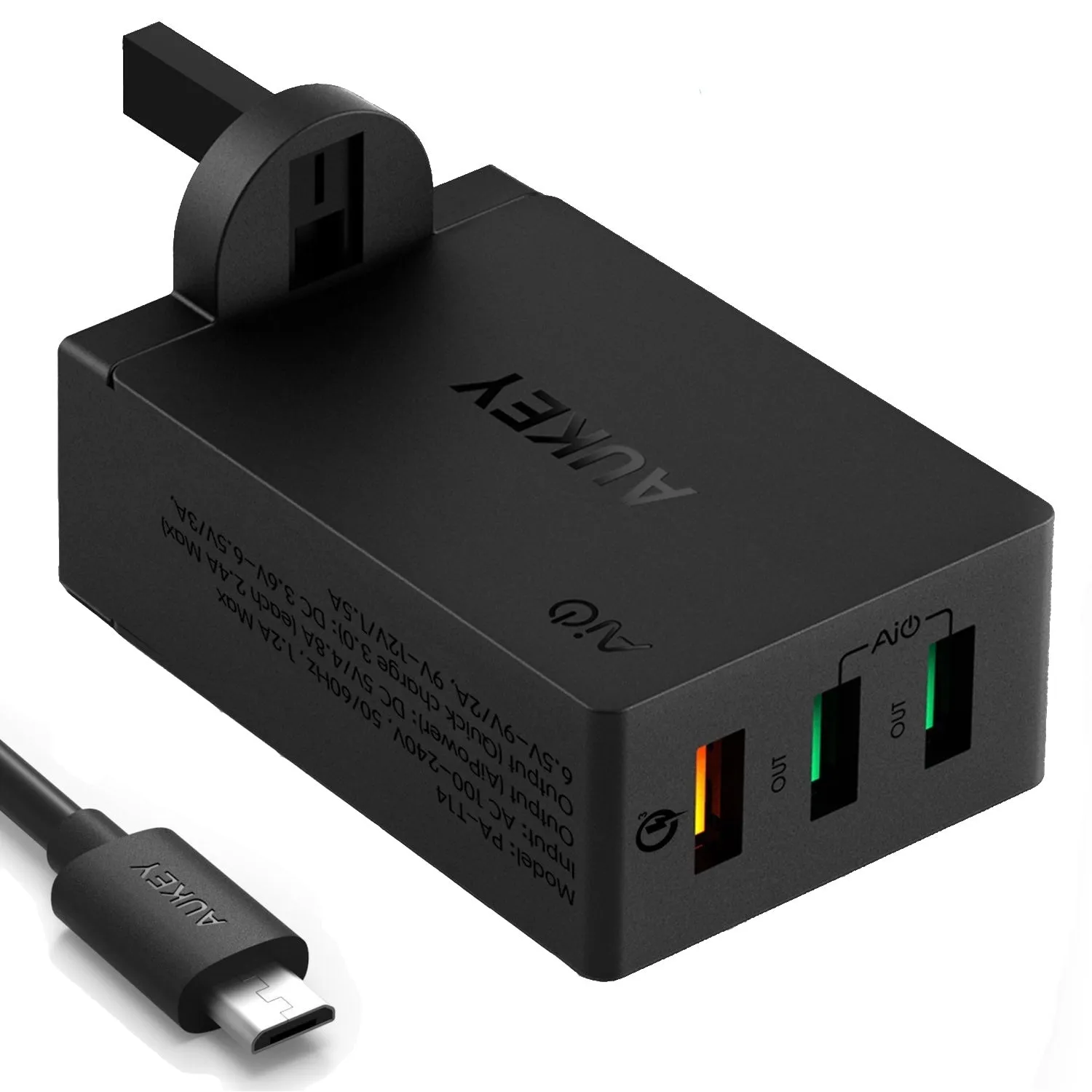 PA-T14-UK 3 Port USB Qualcomm Quick Charge 3.0 Travel Charger