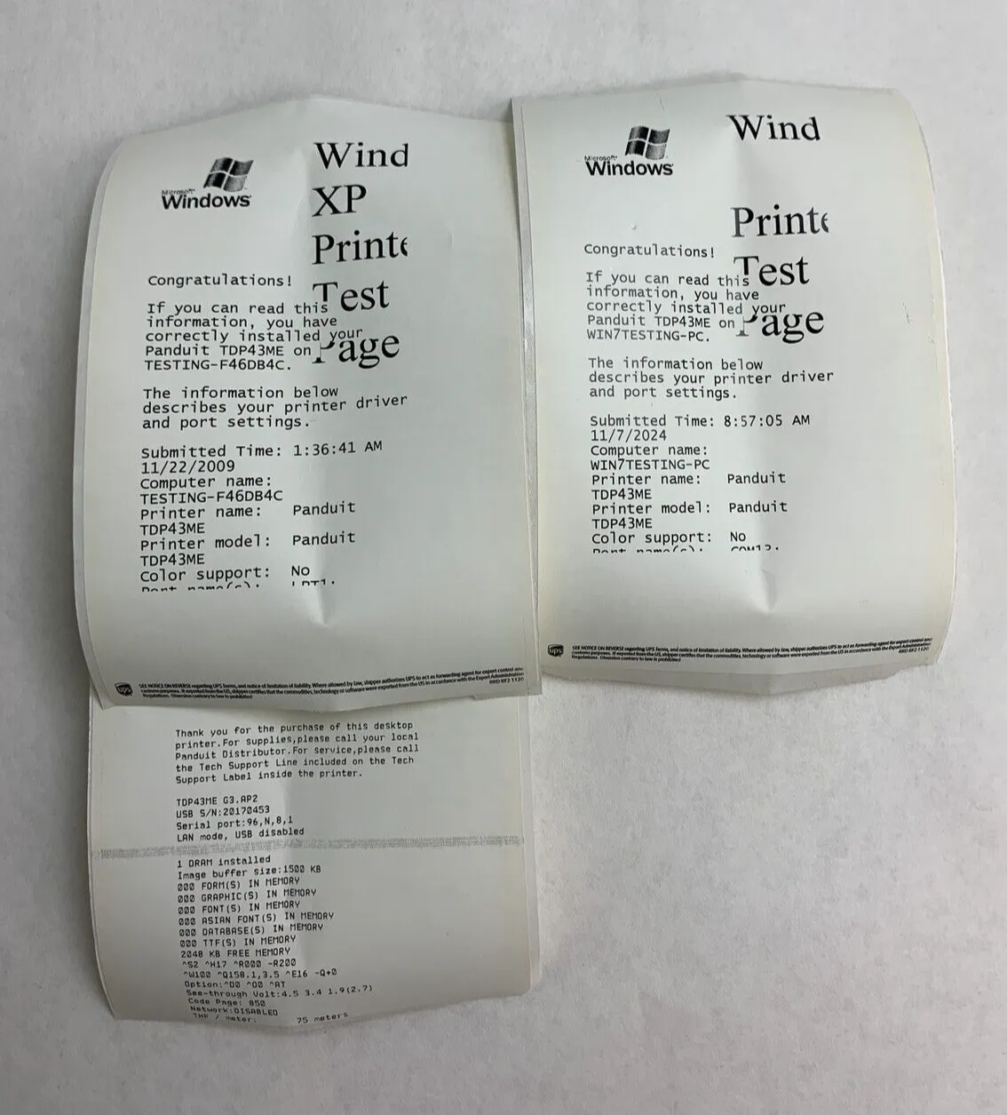 Panduit TDP43ME Thermal Transfer Label Printer 300 dpi LAN Serial USB Tested