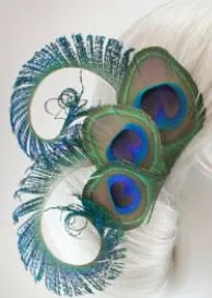 Peacock Sword Feather and small. Medium Large , hair fascinator. Buttonhole Boutonniere Wedding