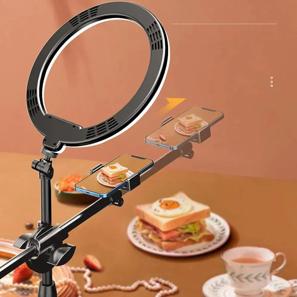 Professional LED Ring Light with Adjustable Phone Holder for Content Creation