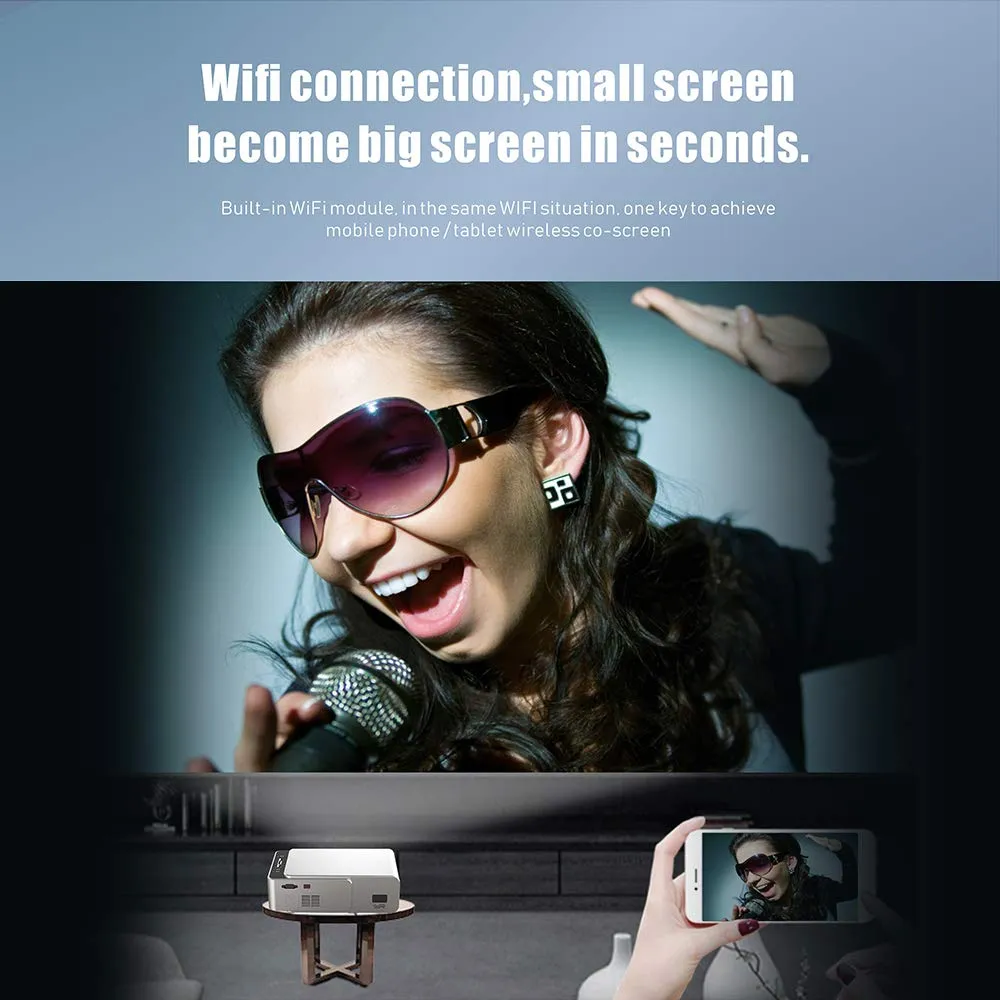 Projector Smart WiFi Projector 1080p HD LED