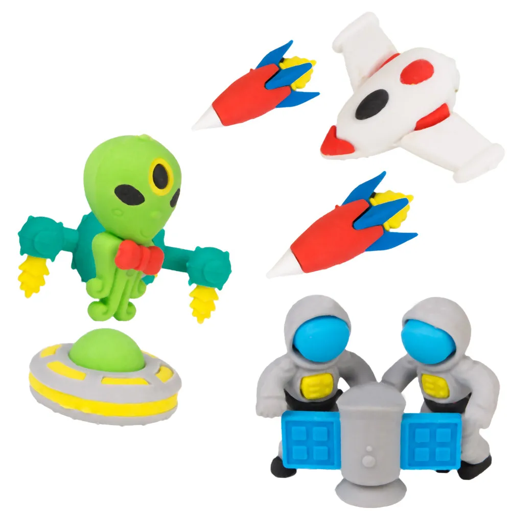 PROLOSO Pencil Erasers Outer Space Cartoon Toy Eraser Space Party Favors