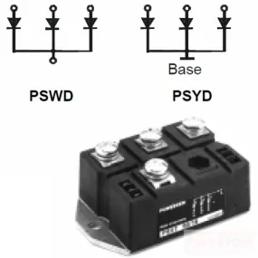 PSWD80/16, 3 Phase Half Wave Rectifier Bridge 80 Amp, 1600V, with Isolated Base</p>