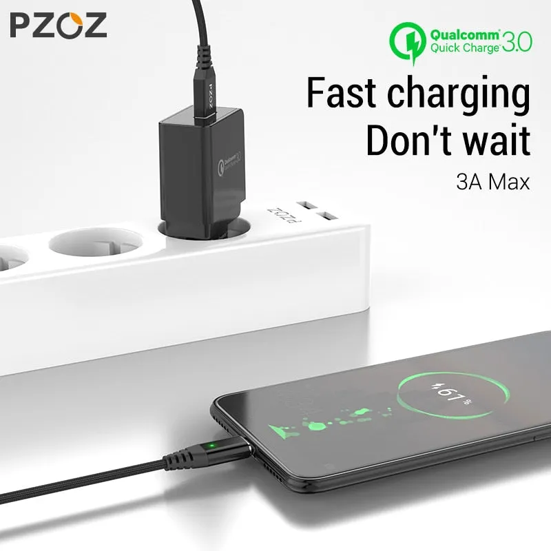 PZOZ 1M 2M Magnetic Cable Micro usb Type C Fast Charging Microusb Type-C Magnet Charger Wire usb c For iphone X Xr Xs usb cable