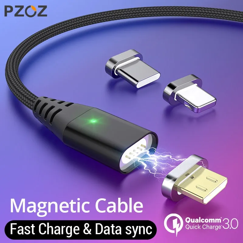 PZOZ 1M 2M Magnetic Cable Micro usb Type C Fast Charging Microusb Type-C Magnet Charger Wire usb c For iphone X Xr Xs usb cable