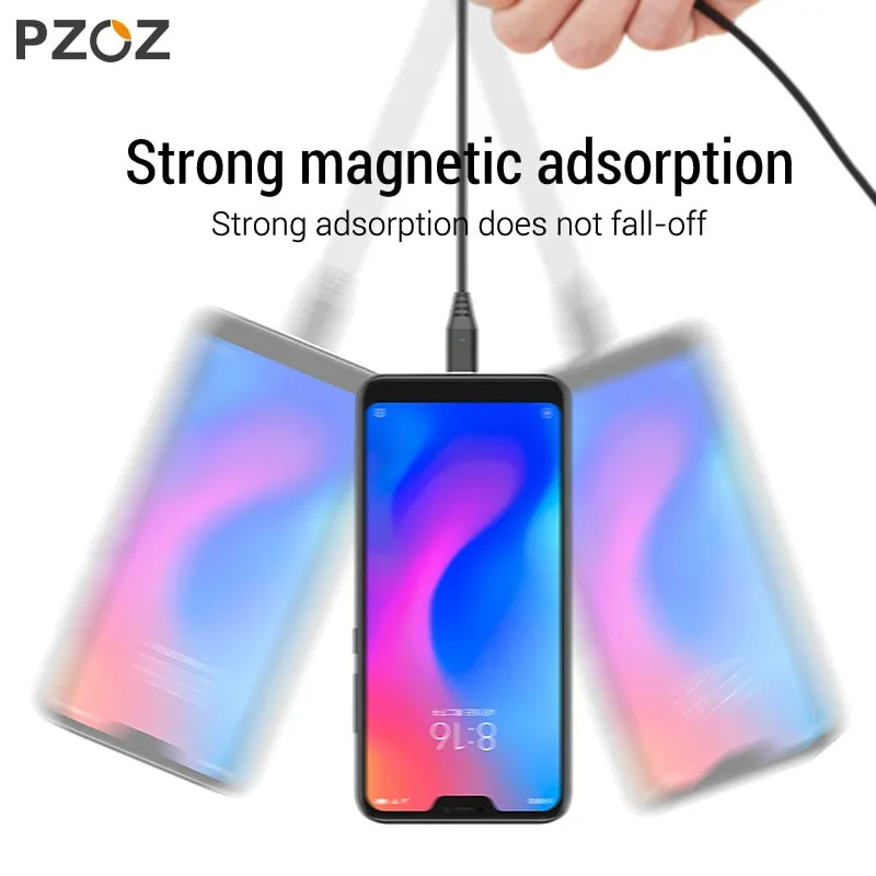 PZOZ 1M 2M Magnetic Cable Micro usb Type C Fast Charging Microusb Type-C Magnet Charger Wire usb c For iphone X Xr Xs usb cable