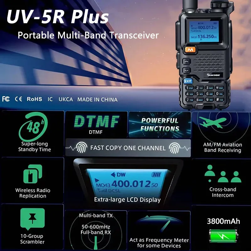 Quansheng UV 5R Plus Walkie Talkie Portable Am Fm Two Way Radio Commutator VHF Station K5 Receiver Band Transceiver UV-K5 UV-K58