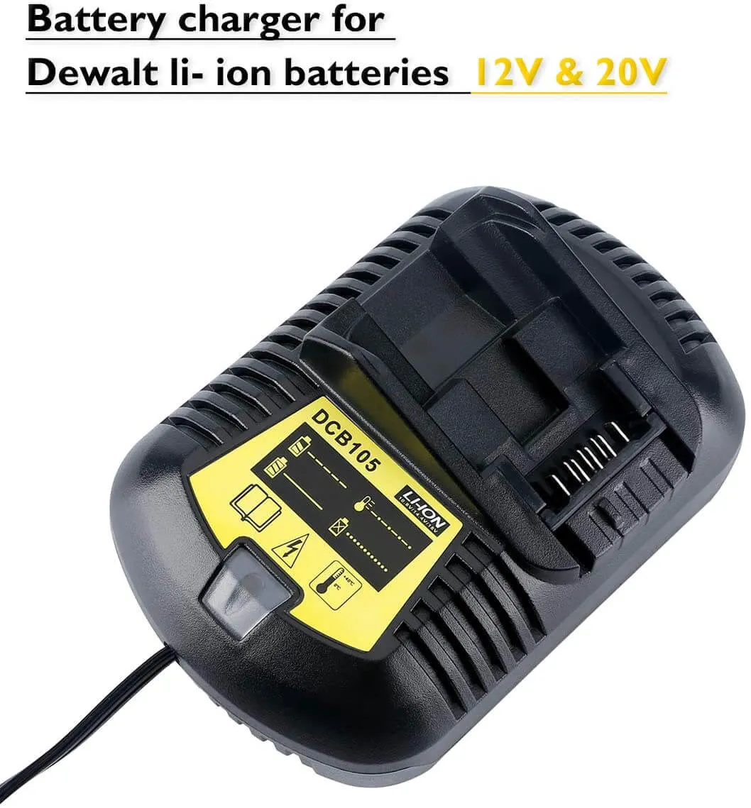 Replacement Dewalt battery charger DCB105 Battery 5000 mAh