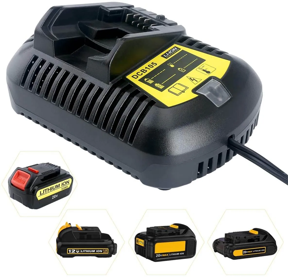 Replacement Dewalt battery charger DCB105 Battery 5000 mAh