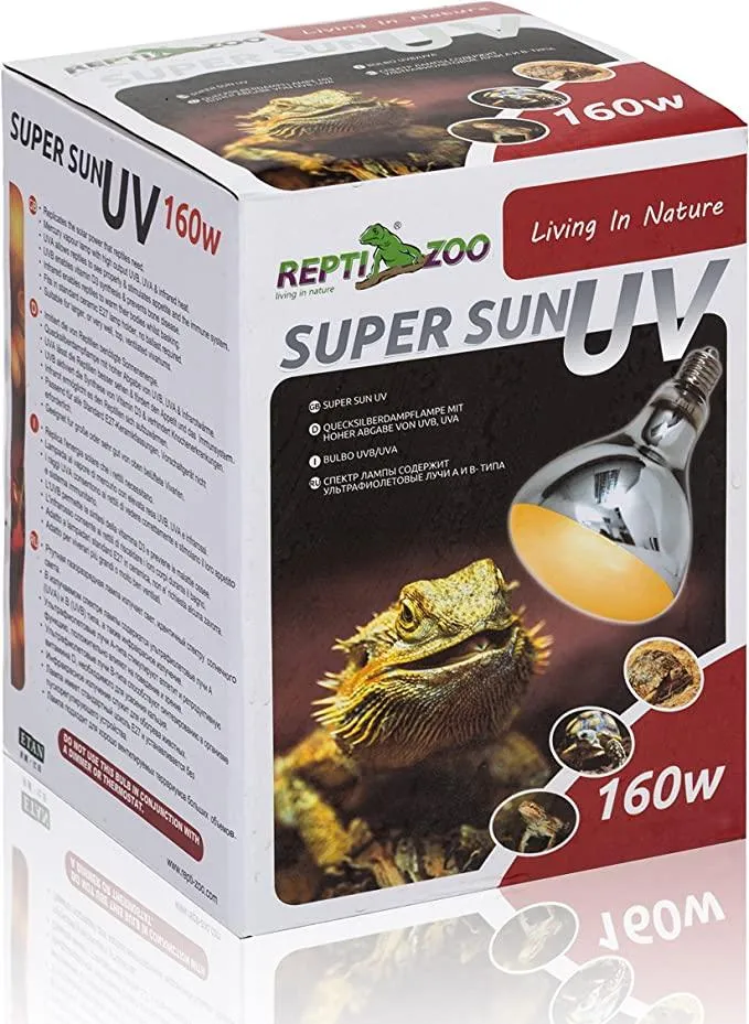 REPTI ZOO 100W 125W 160W Reptile Heat Lamp UVA UVB Reptile Sun Lamp for Reptile and Amphibian