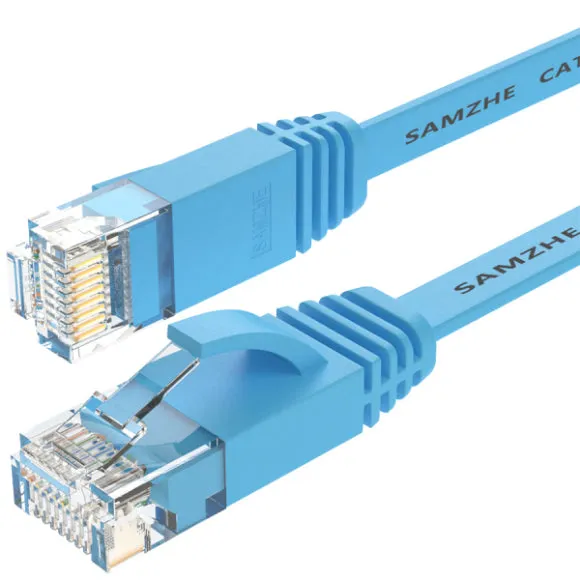 SAMZHE CAT6 Flat Ethernet Cable 250MHz 1000Mbps CAT 6 RJ45 Networking Ethernet Patch Cord LAN Cable for Computer Router Laptop