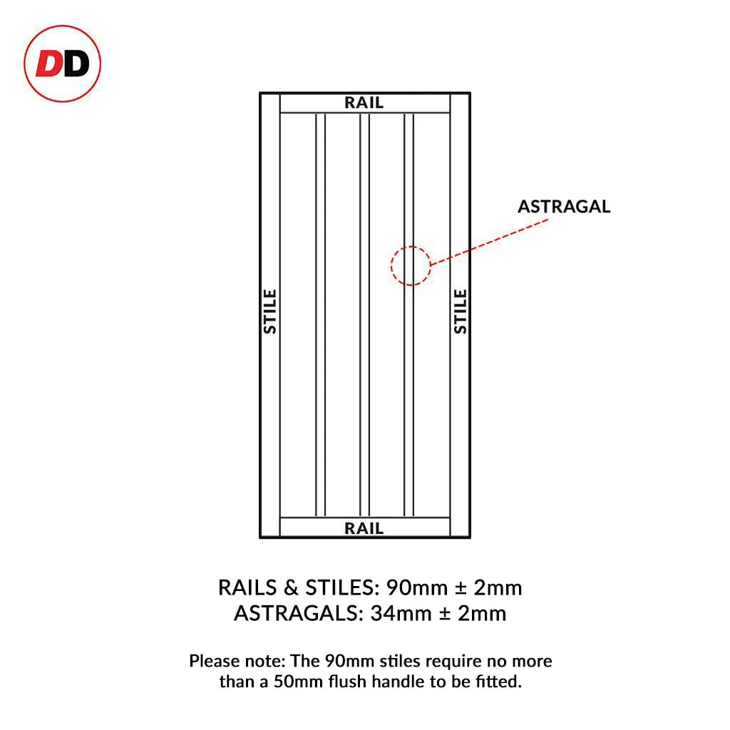 Single Sliding Door & Premium Wall Track - Eco-Urban® Sintra 4 Panel Door DD6428 - 6 Colour Options