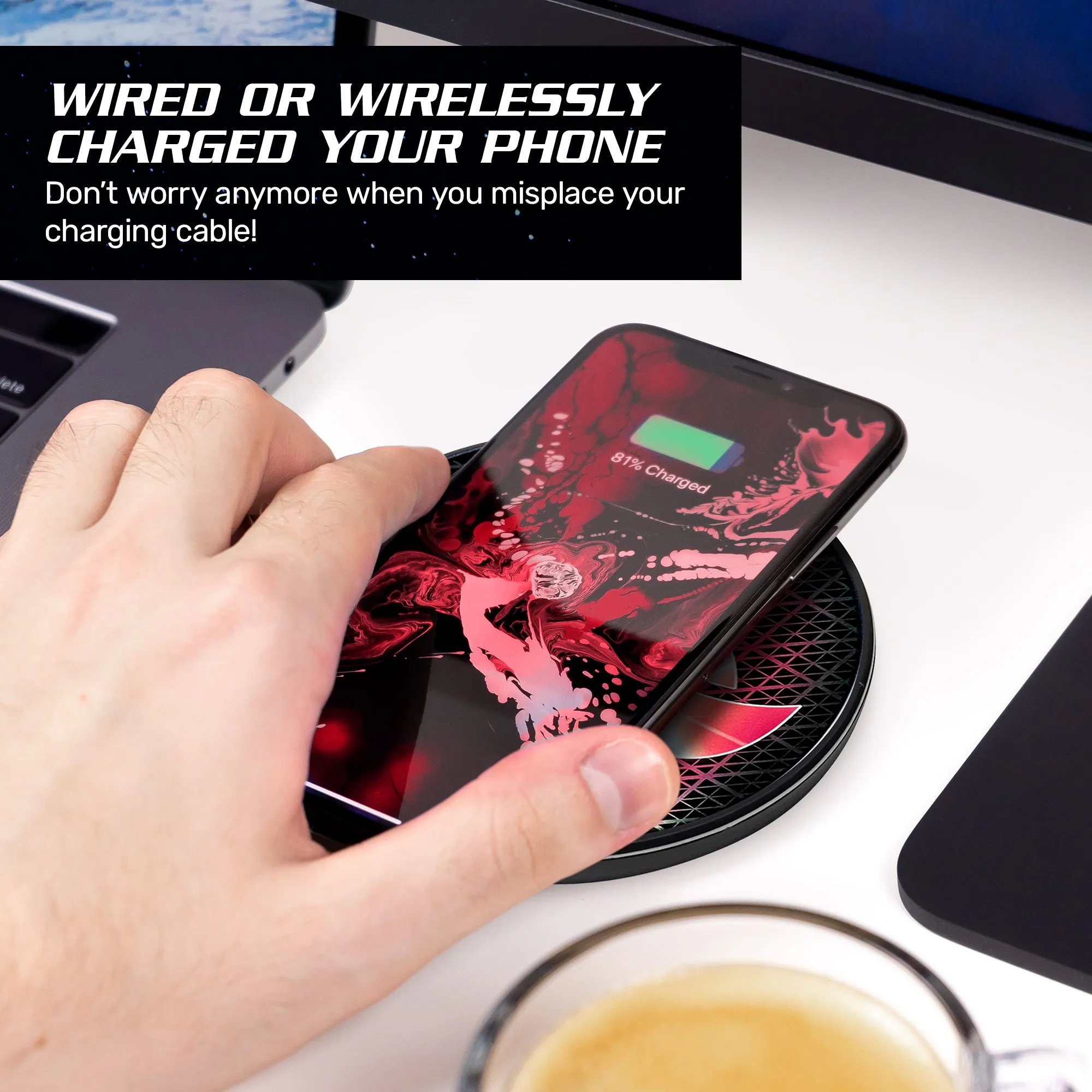 Star Trek Qi Wireless Charger With Illuminated Klingon Emblem & Built-In Power bank